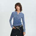 MADWITCH WASHED RAGLAN CROPPED HENLEY TOP #2026713