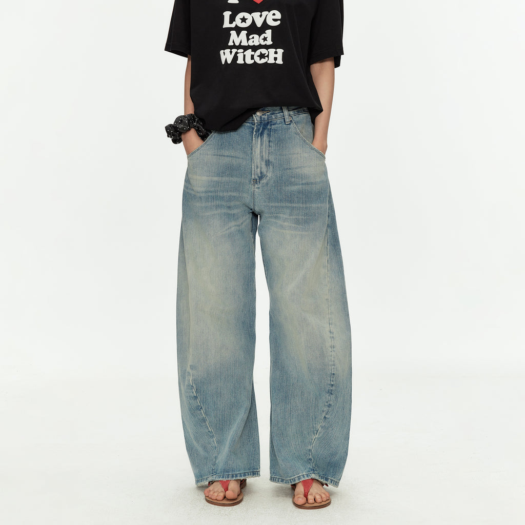 MADWITCH VINTAGE WASHED CURVED JEANS #CK9825