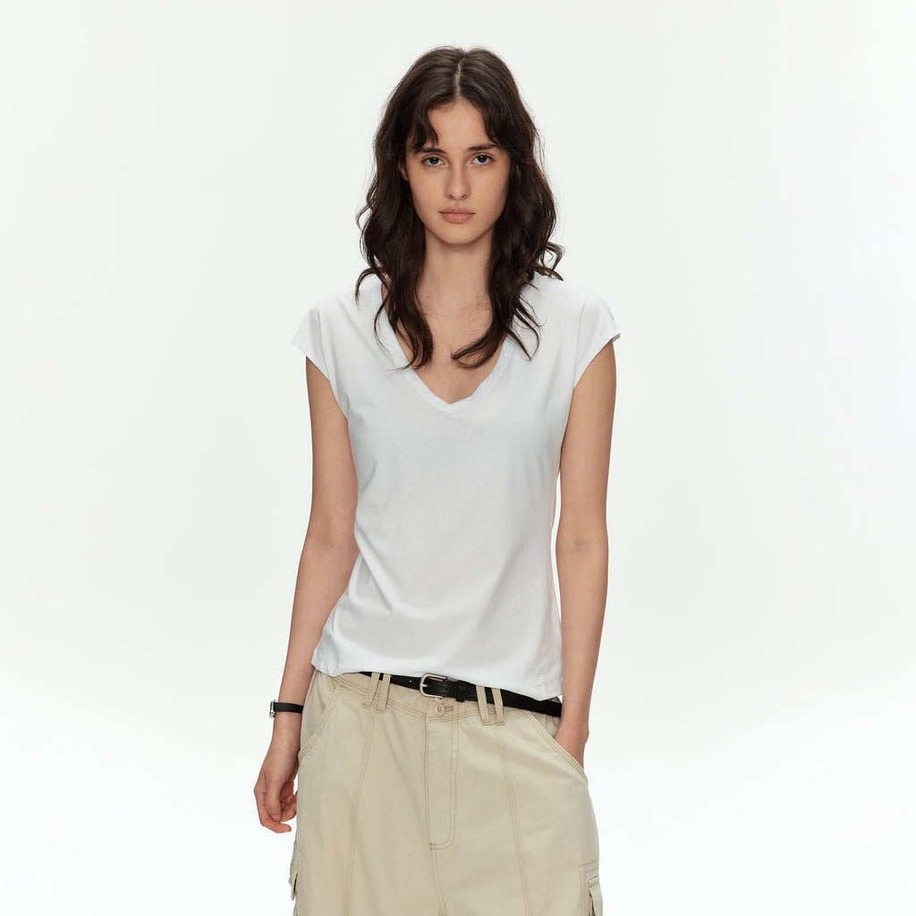 MADWITCH MODAL V-NIP CROP TEE #L0209