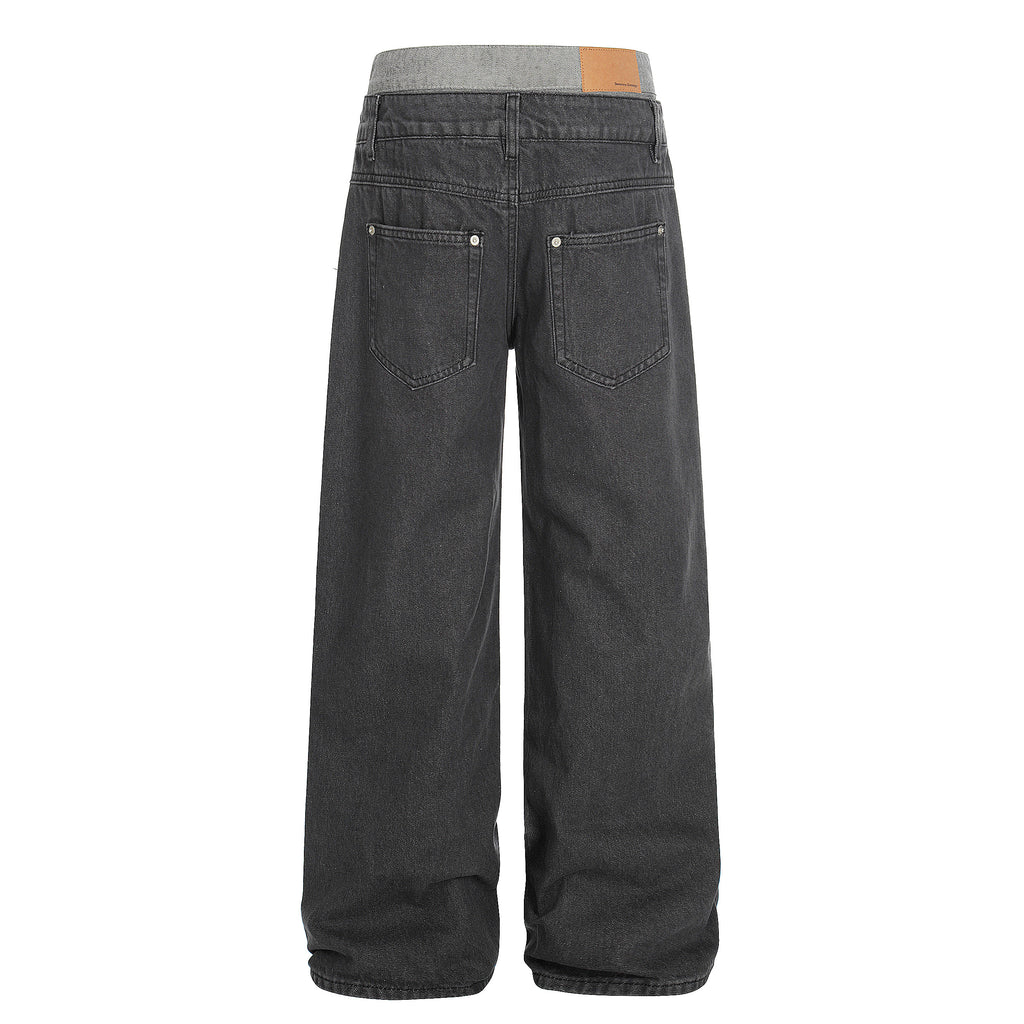 MADWITCH DOUBLE WAISTBAND WIDE JEANS #G6916