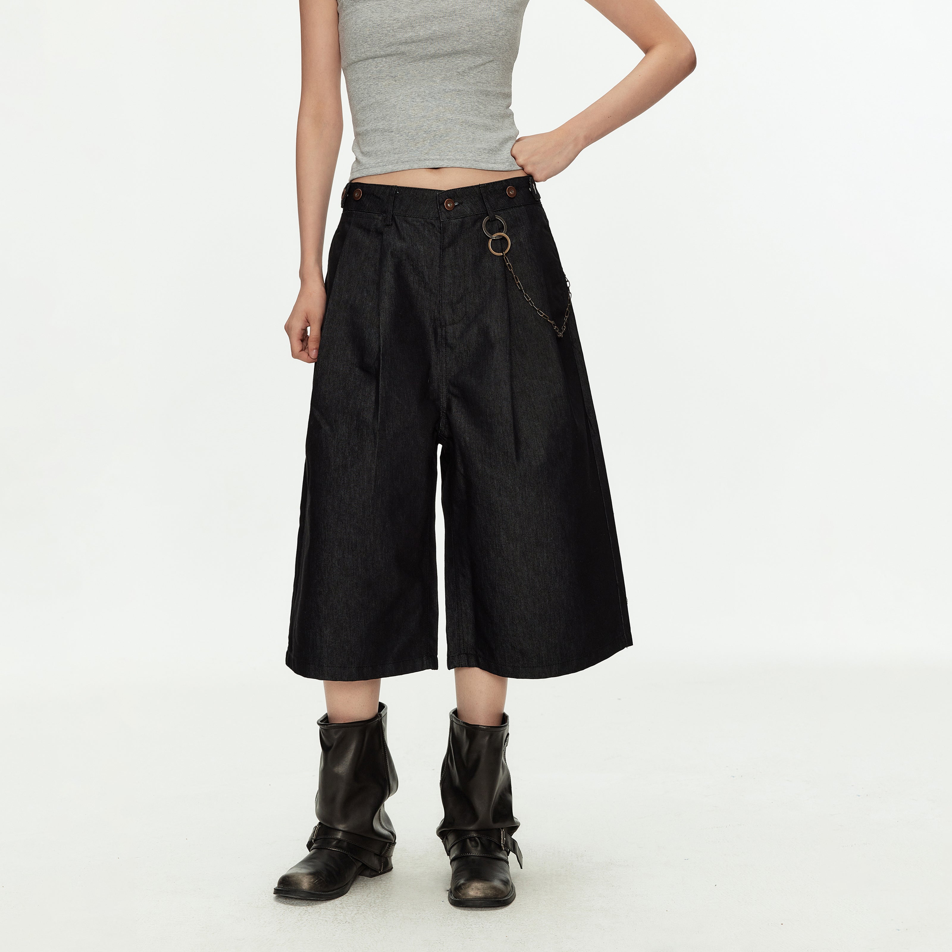 MADWITCH VINTAGE PLEATED CROP PANTS #CK273D