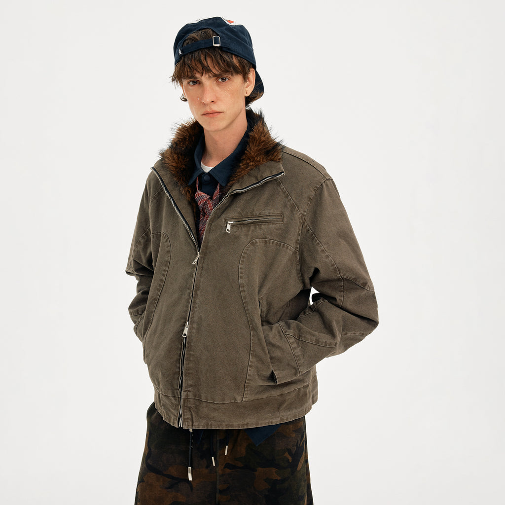 MADWITCH DECONSTRUCTED VINTAGE QUILTED FUR JACKET #AW25163