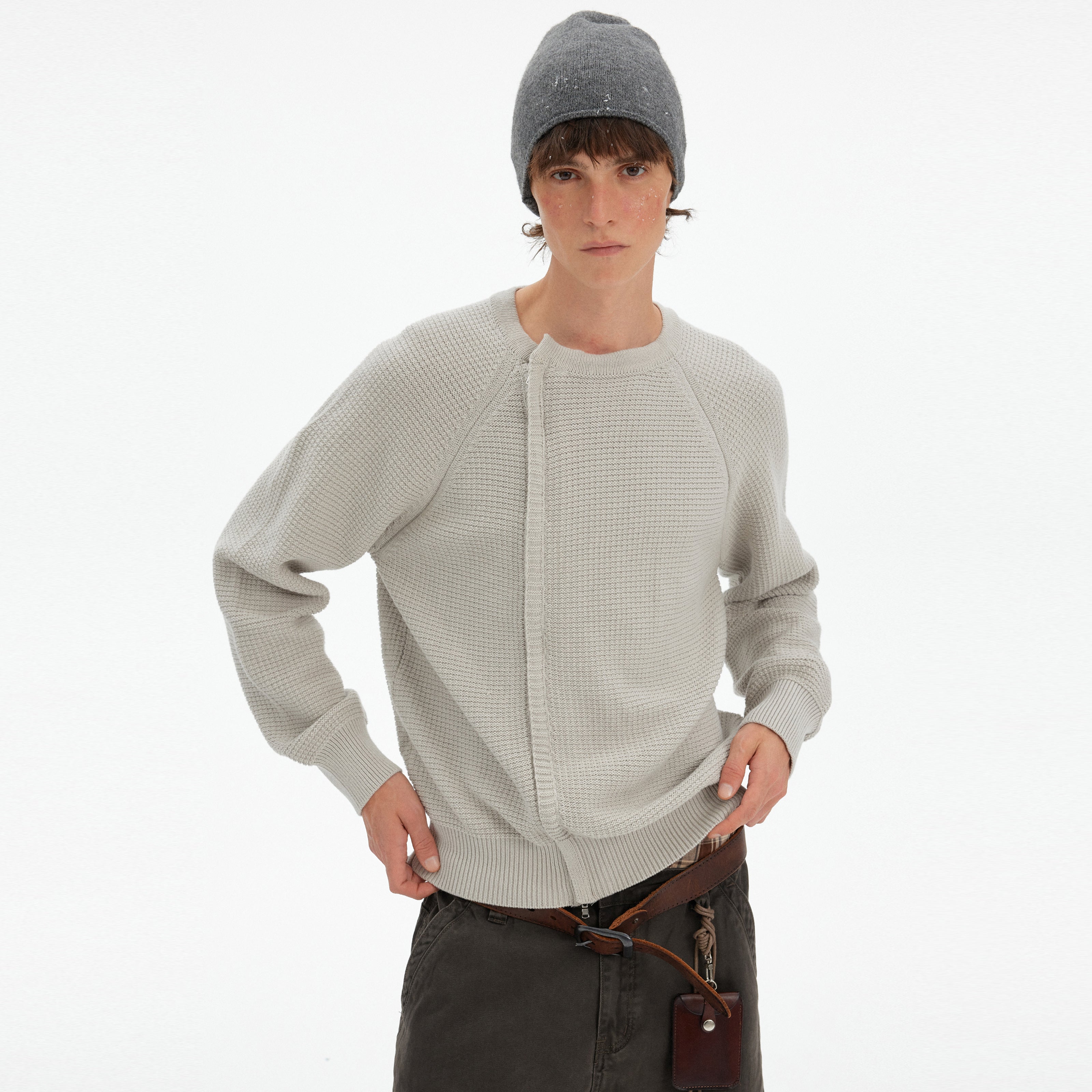 MADWITCH RETRO PATCHWORK CREW SWEATER #YH25011