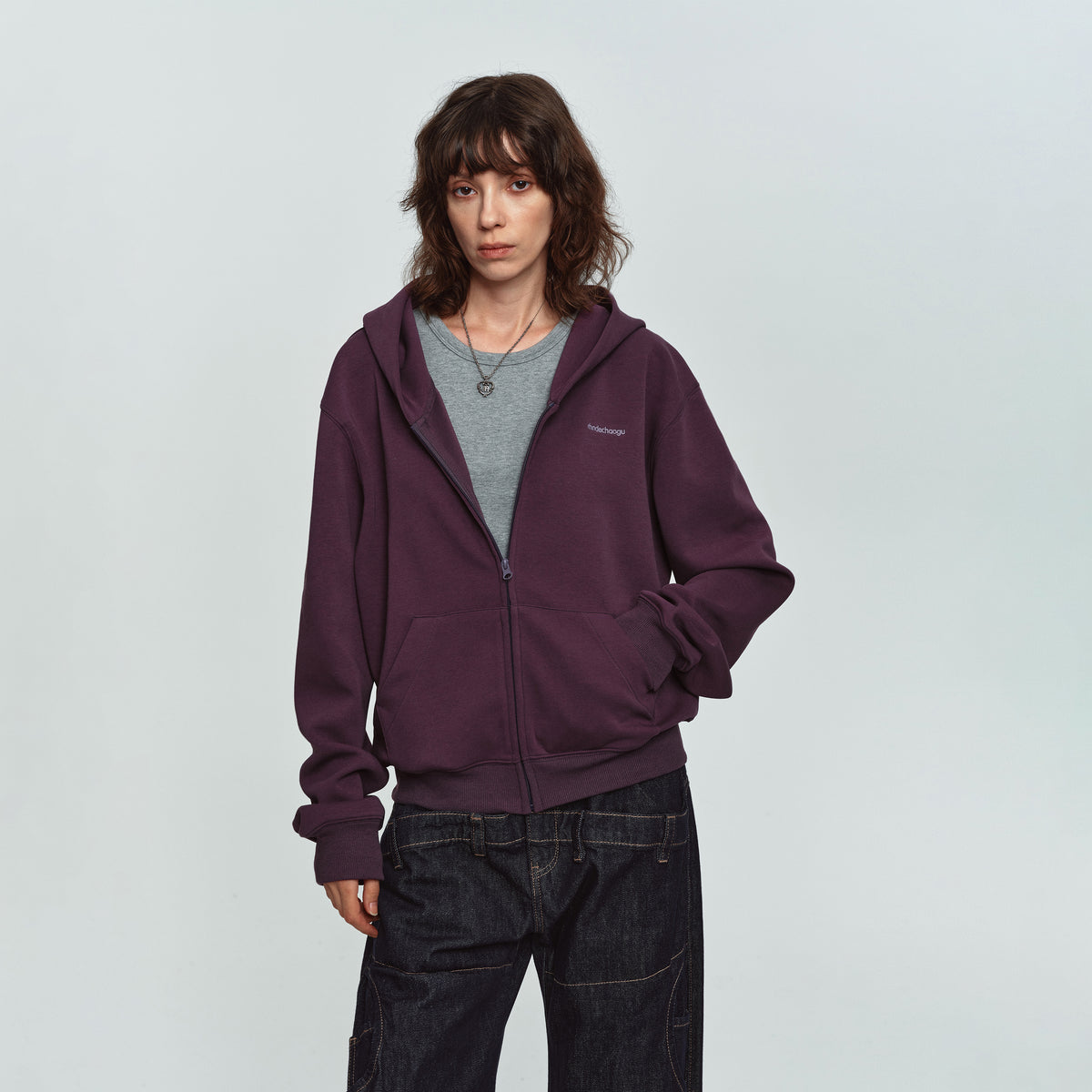 MADWITCH EMBROIDERED CROPPED ZIP HOODIE #2026756