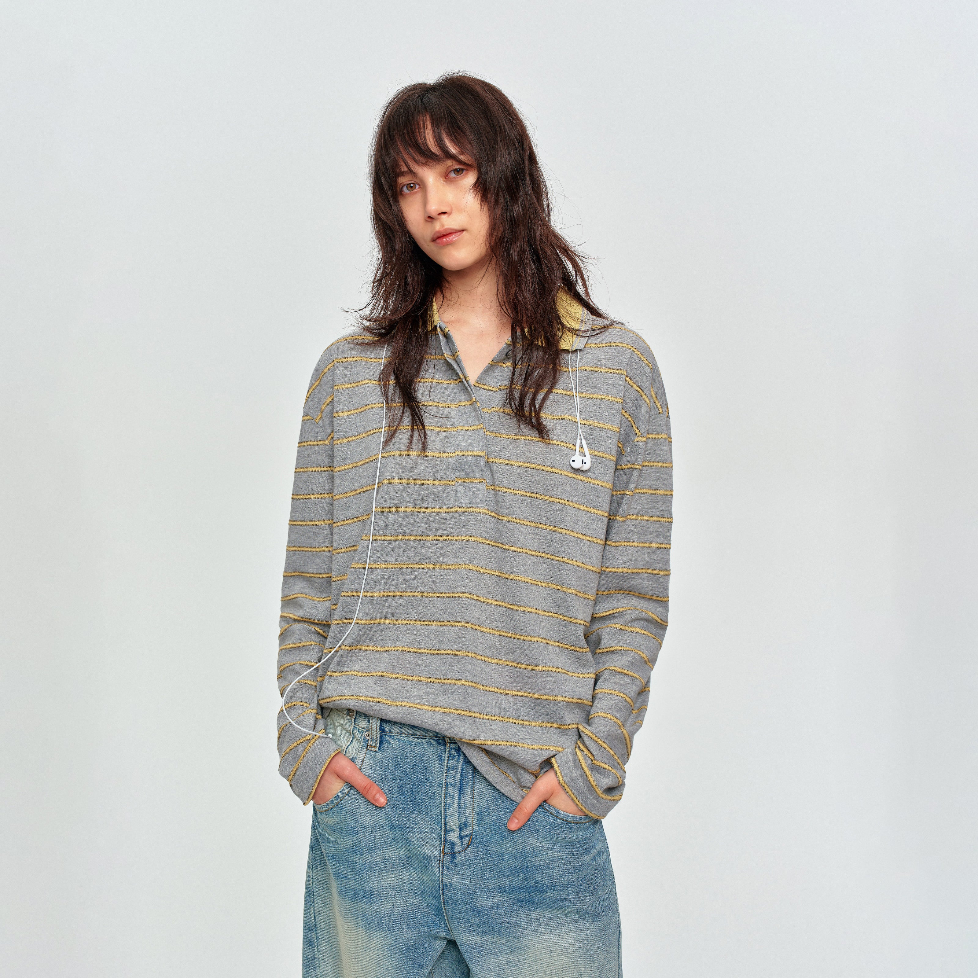 MADWITCH VINTAGE STRIPED DOUBLE-PLACKET POLO #PLO15