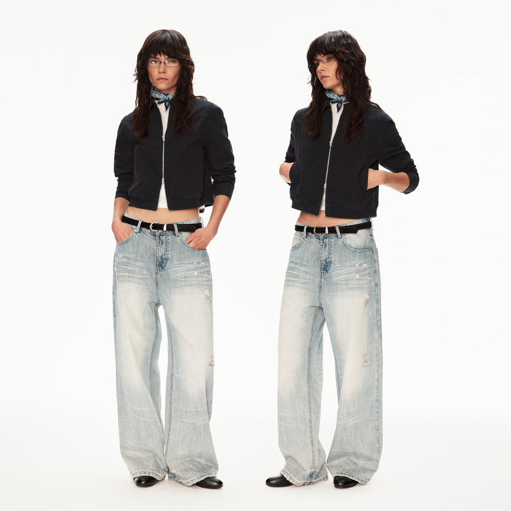 MADWIT DISTRESSED FADED JEANS #WH0A125