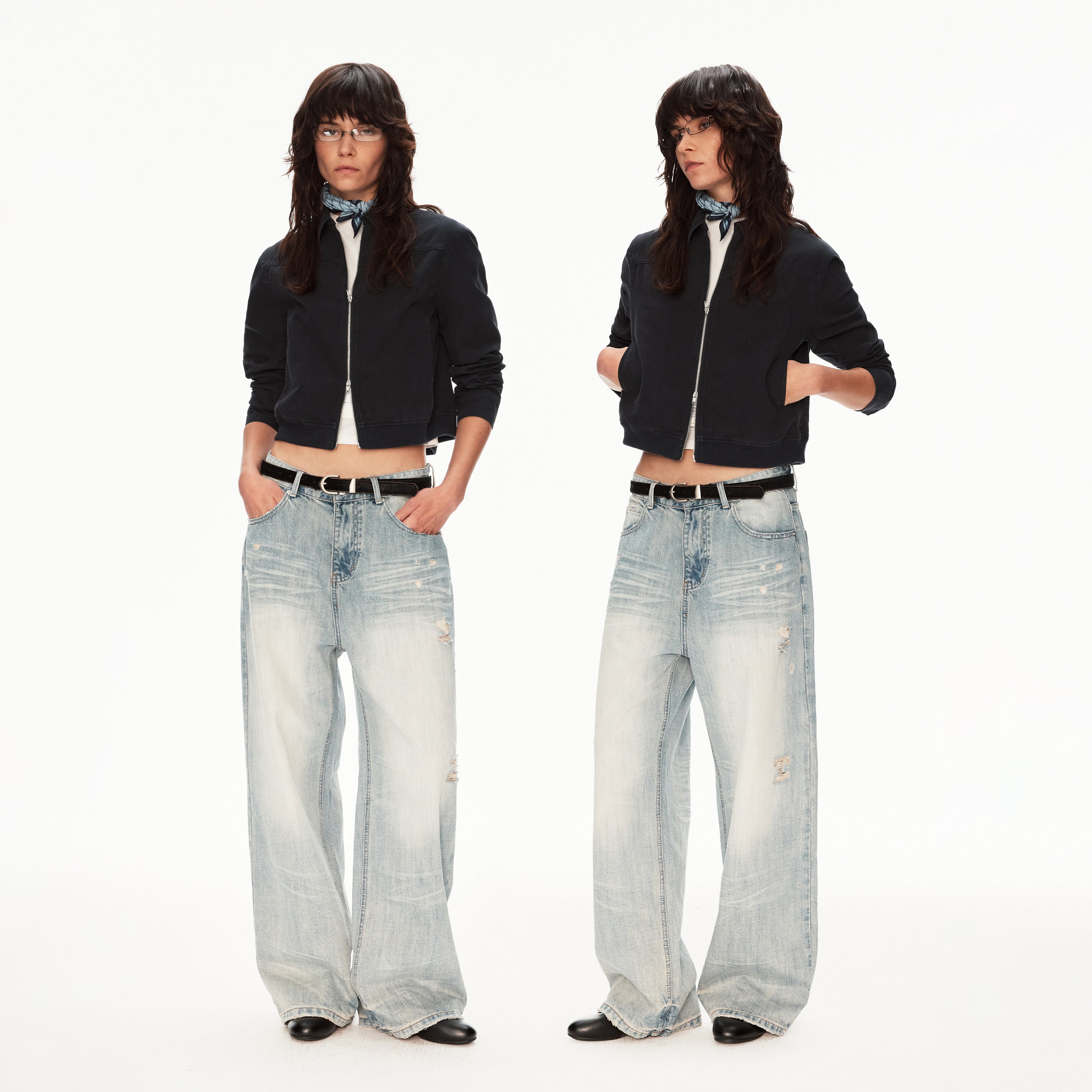 MADWIT DISTRESSED FADED JEANS #WH0A125