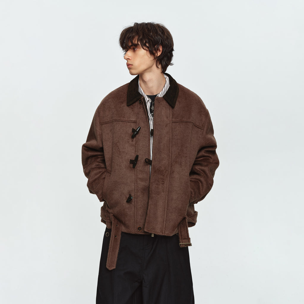 MADWITCH BELTED TOGGLE-BUTTON WOOL-BLEND PUFFER JACKET #991392