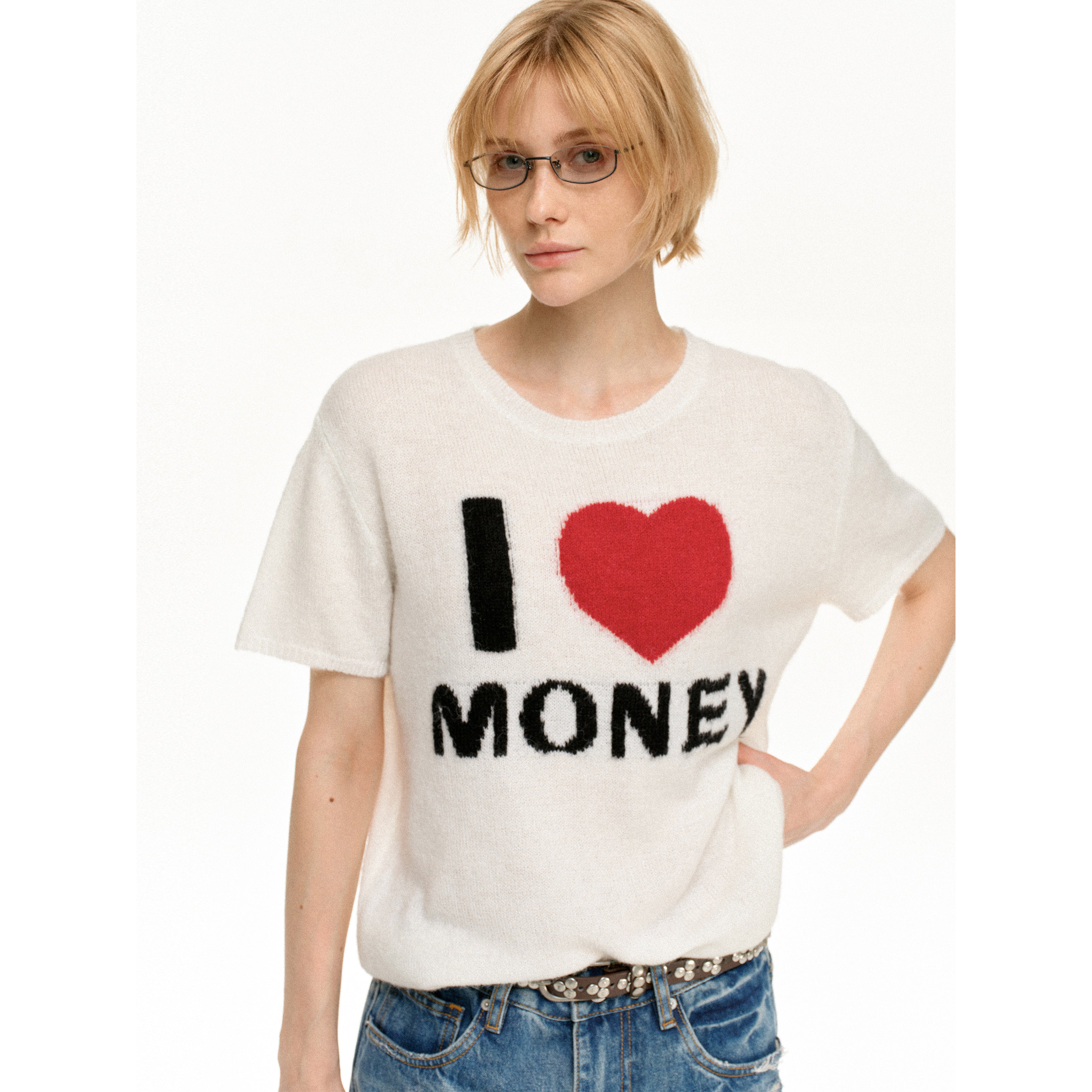 MADWITCH VINTAGE HEART KNIT TEE #MY617