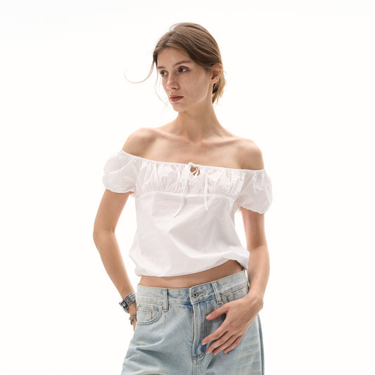 MADWITCH OFF-SHOULDER PUFF SLEEVE TEE #TC82N
