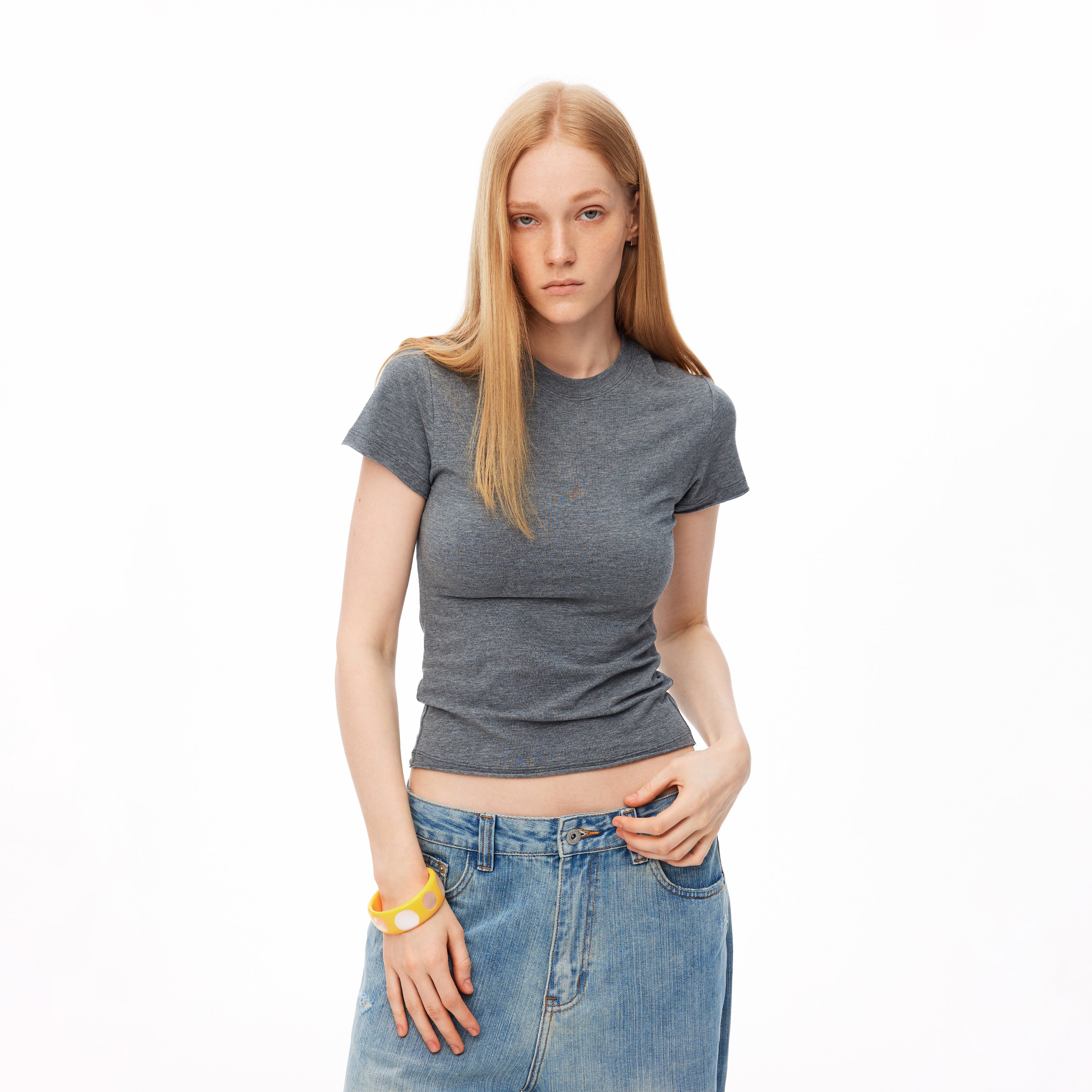 MADWITCH RIBBED CREWNECK CROPPED BABY TEE #69765
