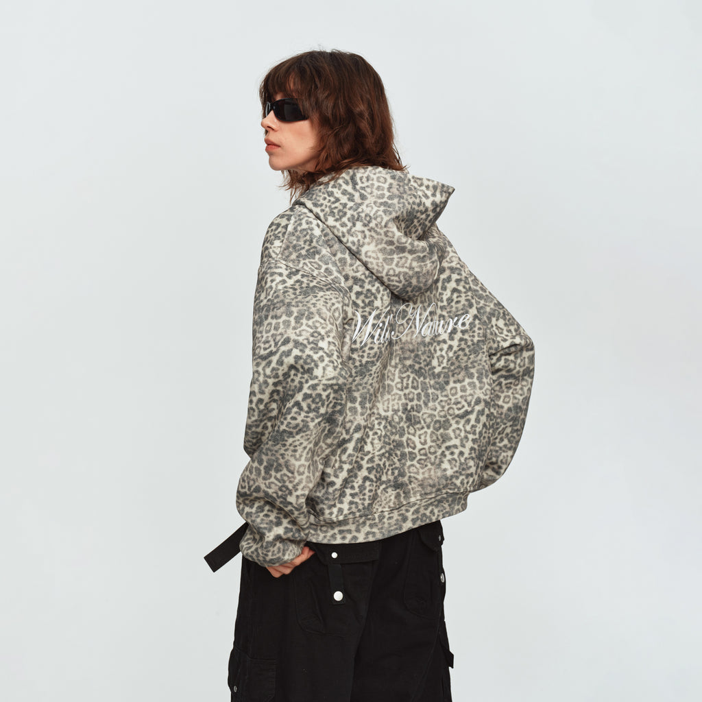 MADWITCH FADED LEOPARD-PRINT OVERSIZED ZIP HOODIE #AW26192