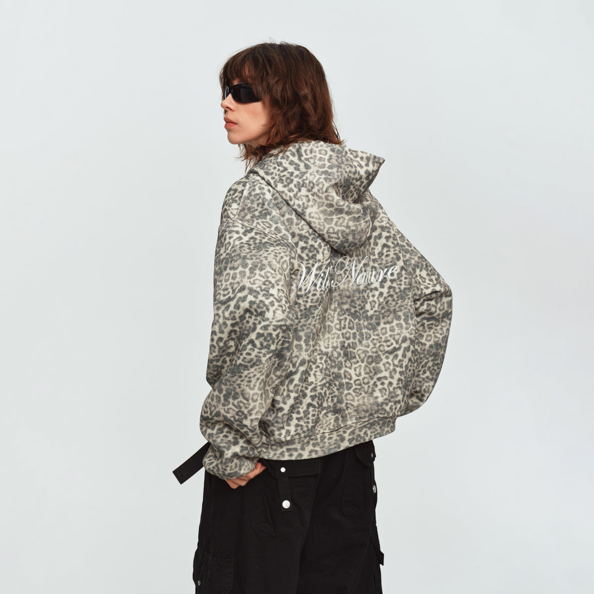 MADWITCH FADED LEOPARD-PRINT OVERSIZED ZIP HOODIE #AW26192