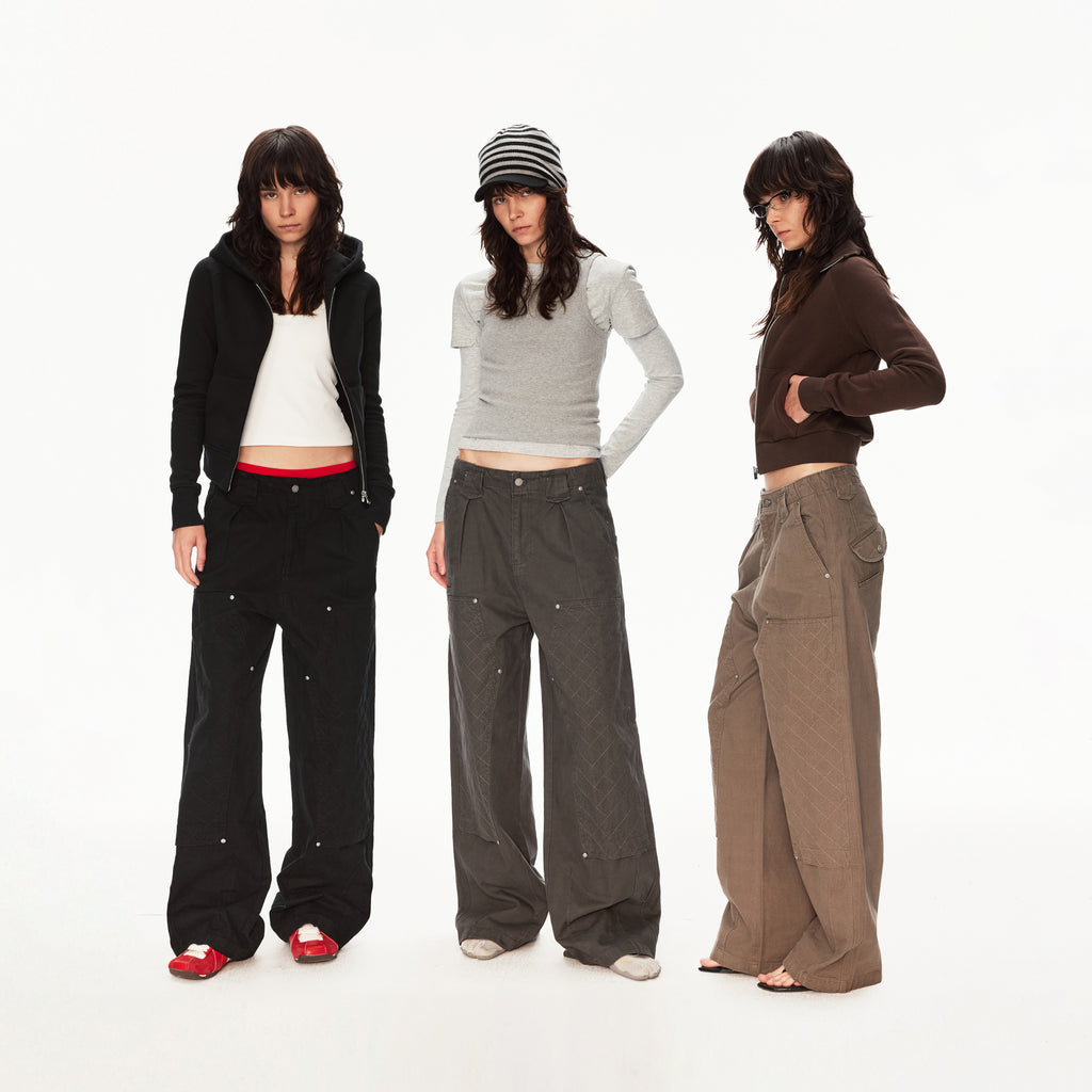 MADWIT PATCHWORK PLEATED WORK PANTS #CK6939