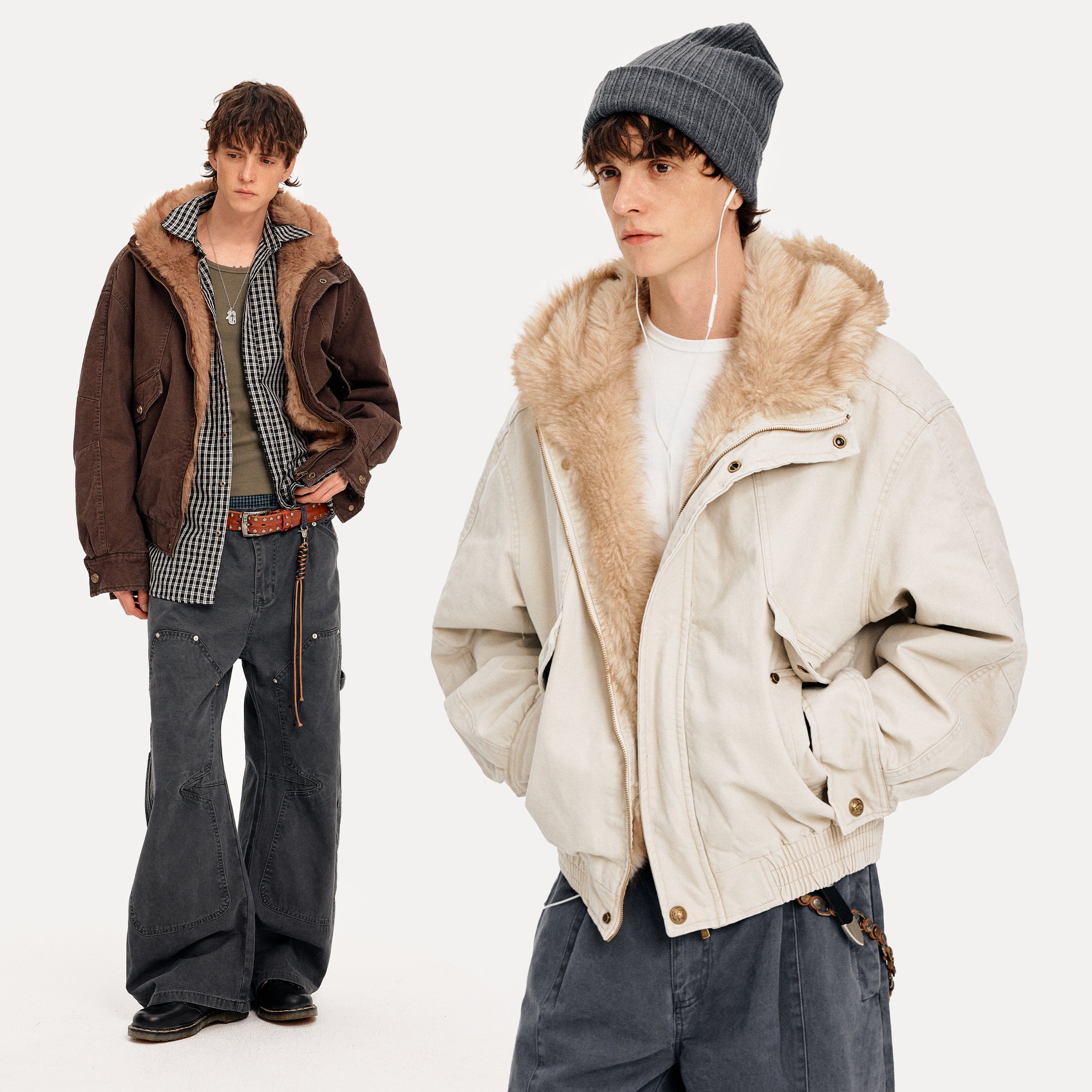 MADWITCH PATCHWORK HOODED FUR JACKET #880669