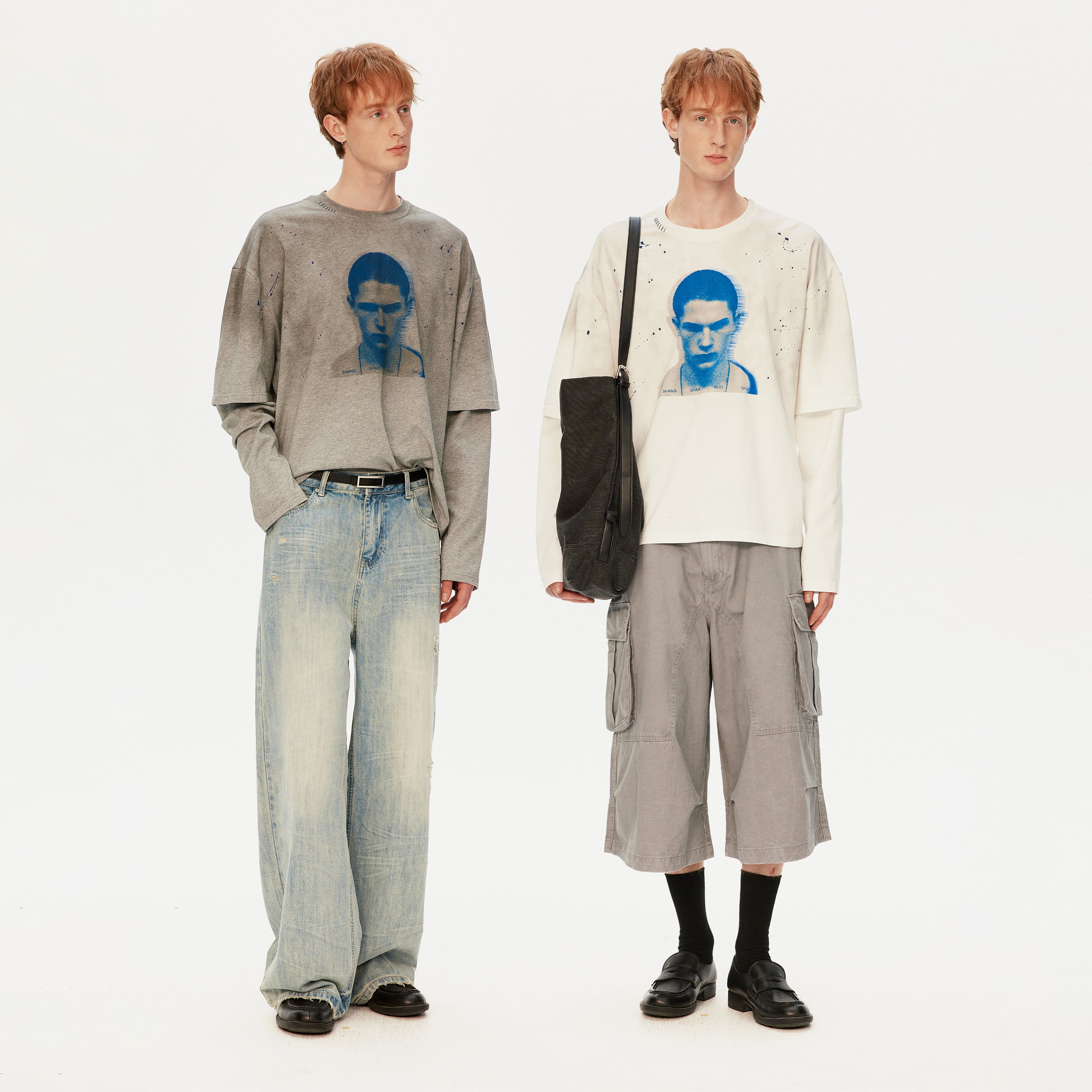 MADWITCH DISTRESSED FAUX LAYER TEE #T631