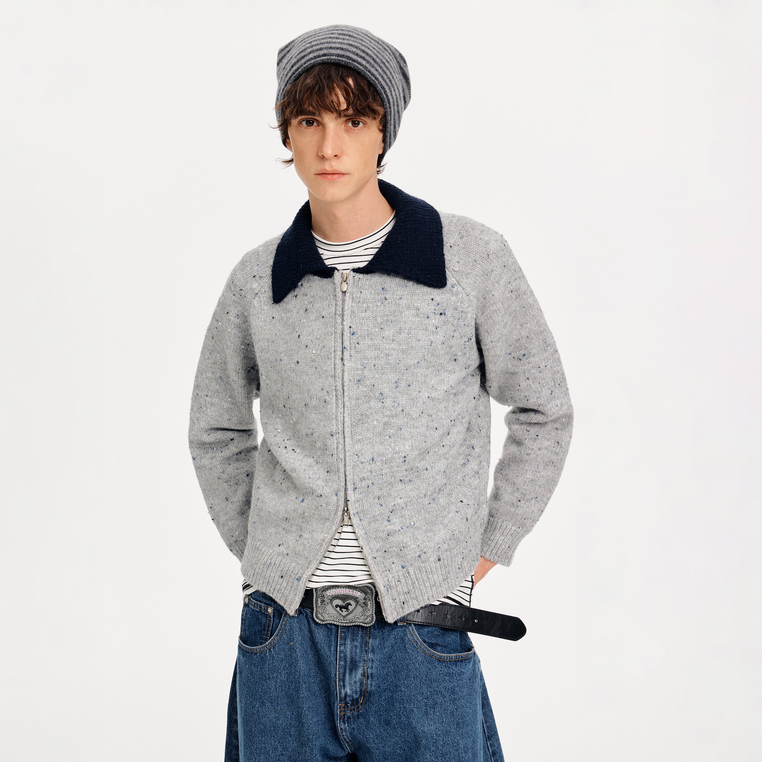 MADWITCH COLORBLOCK NOTCHED KNIT SWEATER #MYC010