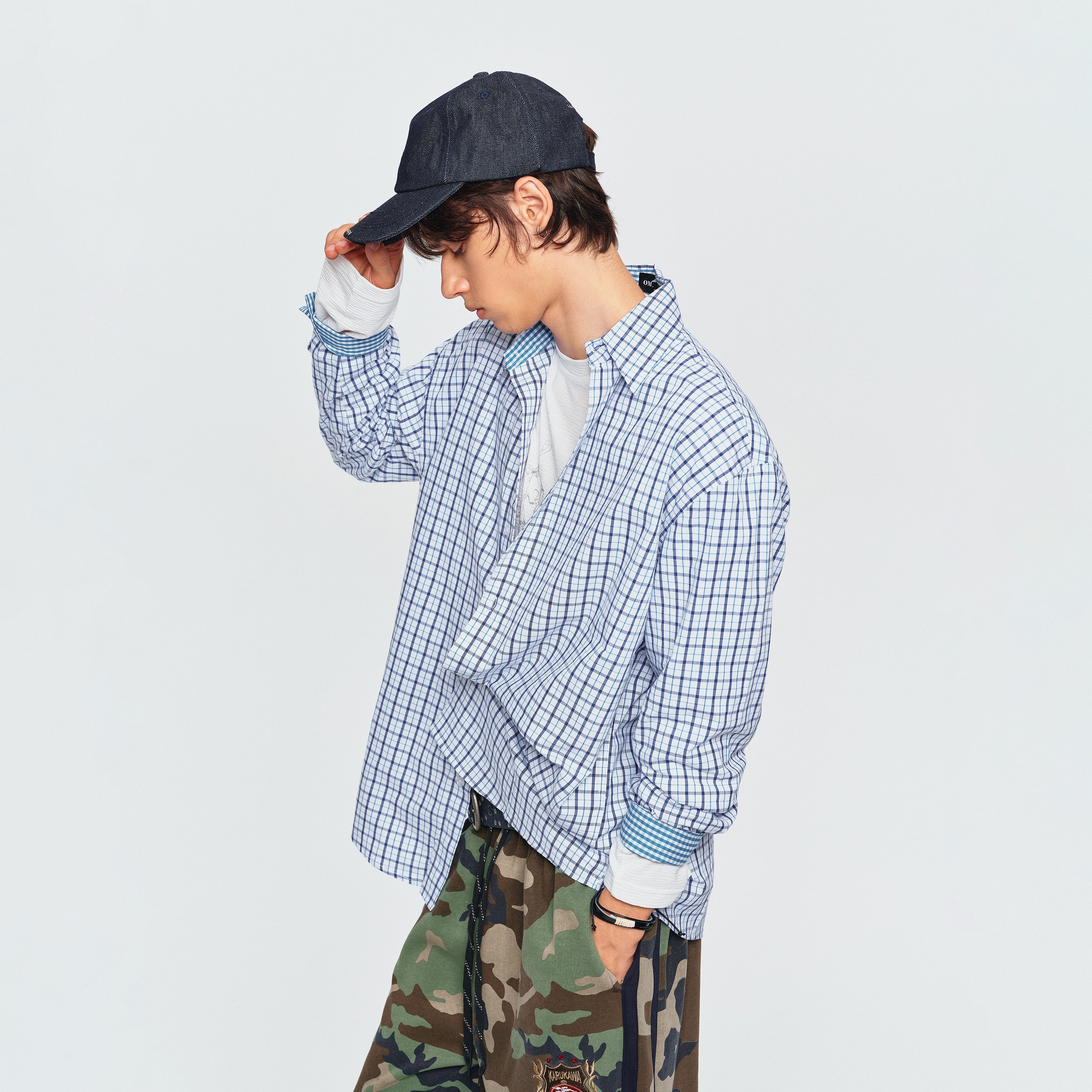 MADWITCH VINTAGE CONTRAST PLAID SHIRT #B301