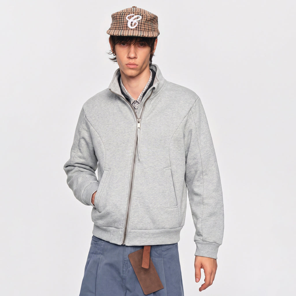 MADWITCH PANEL-CUT STAND-COLLAR ZIP CARDIGAN #2606WT5107