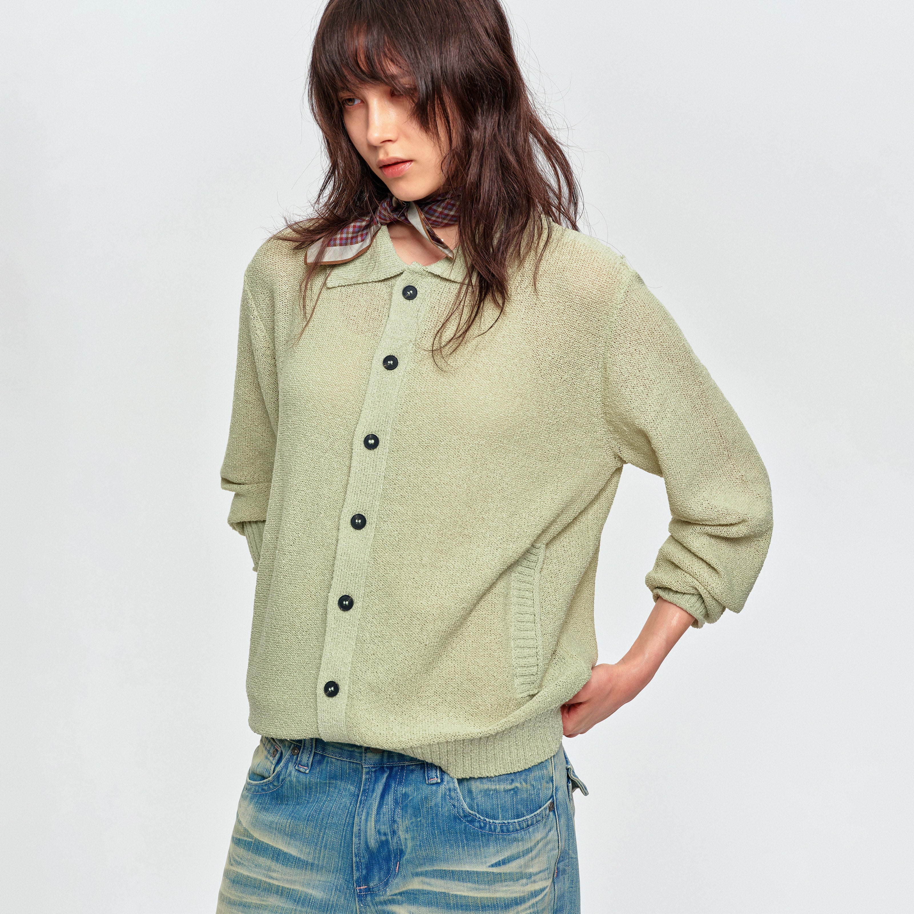 MADWITCH CROPPED SLOUCHY-HOOD KNIT SWEATER #RM32