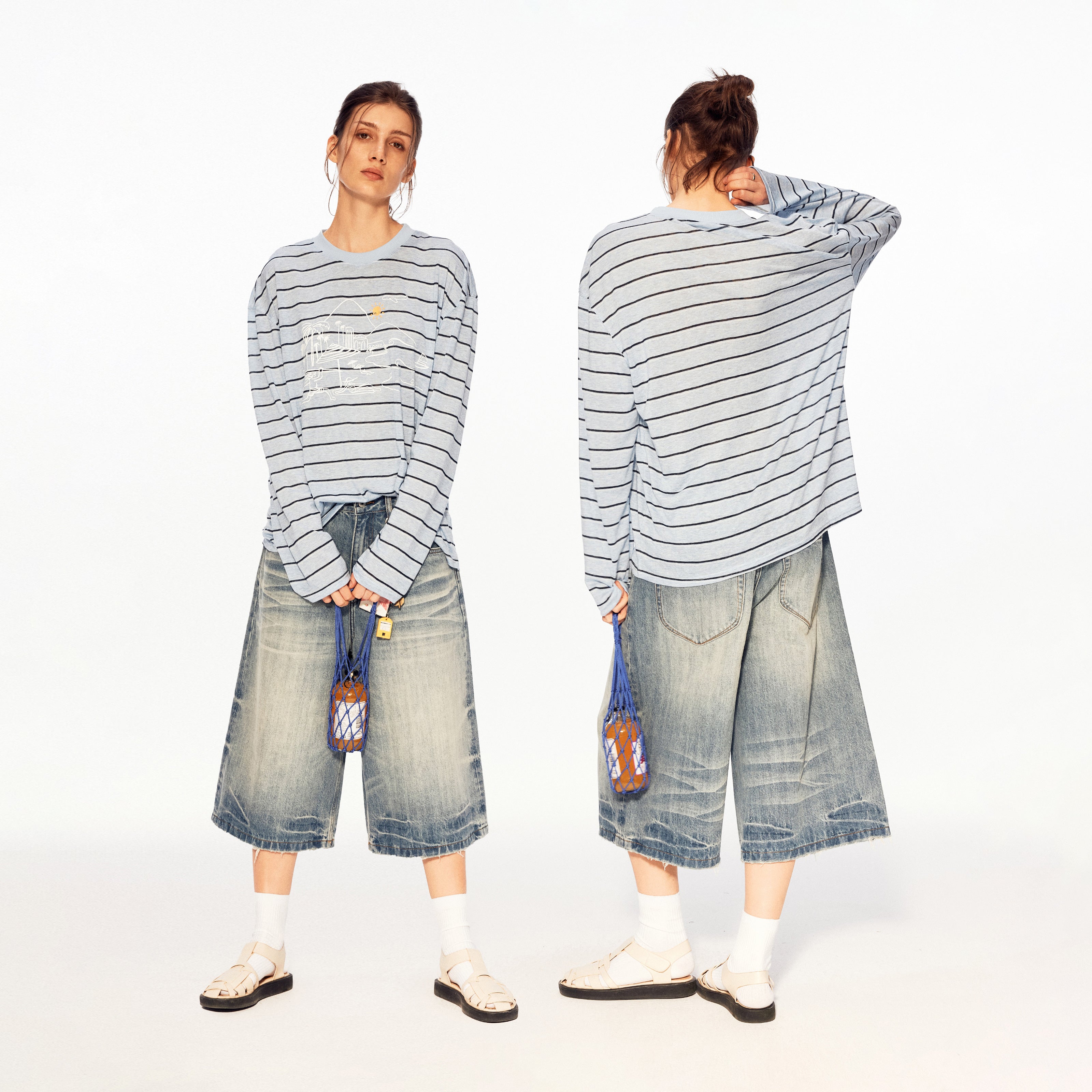 MADWITCH WASHED WIDE CROP JEANS #MC2603D