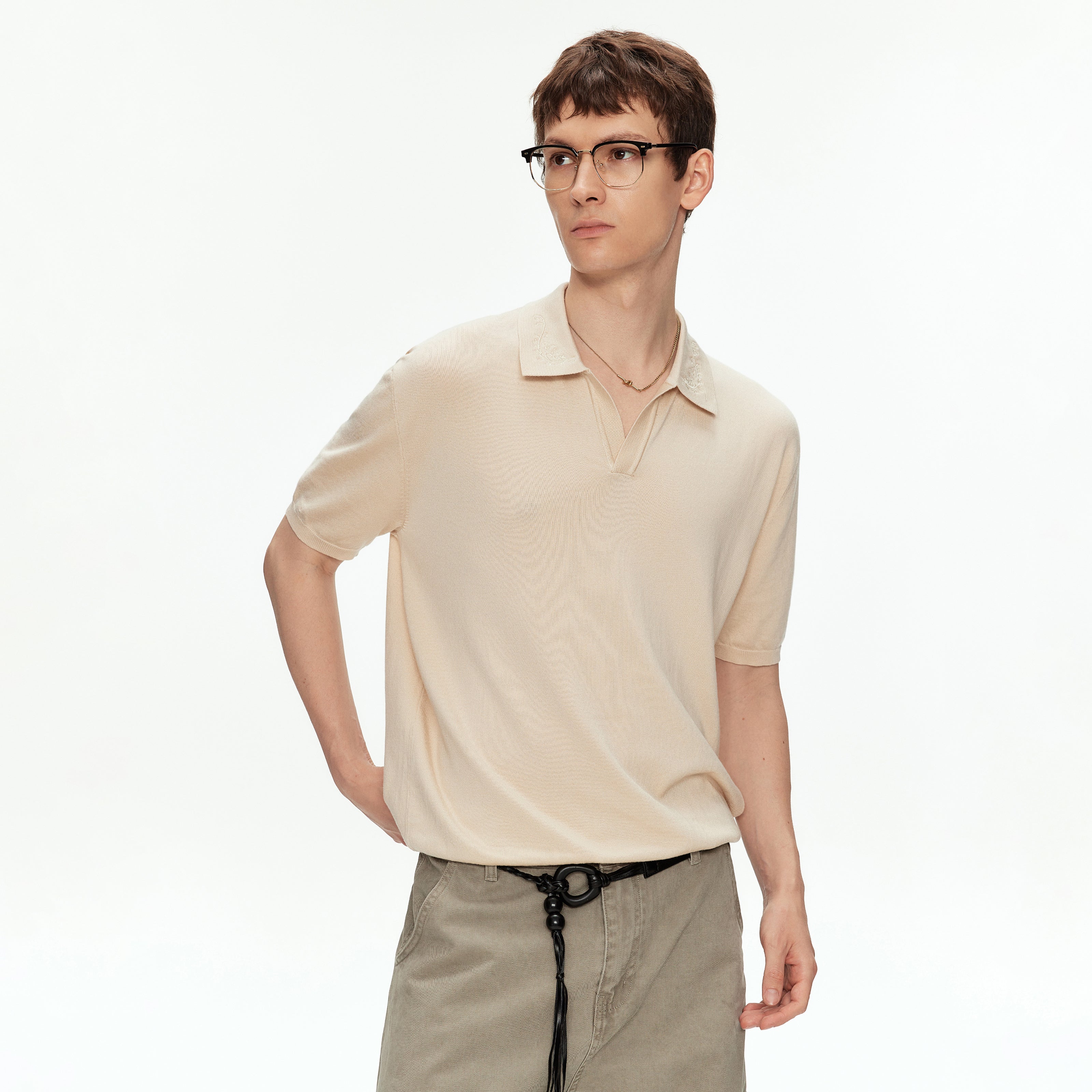 MADWITCH LYOCELL EMBROIDERED KNIT POLO SHIRT #27511