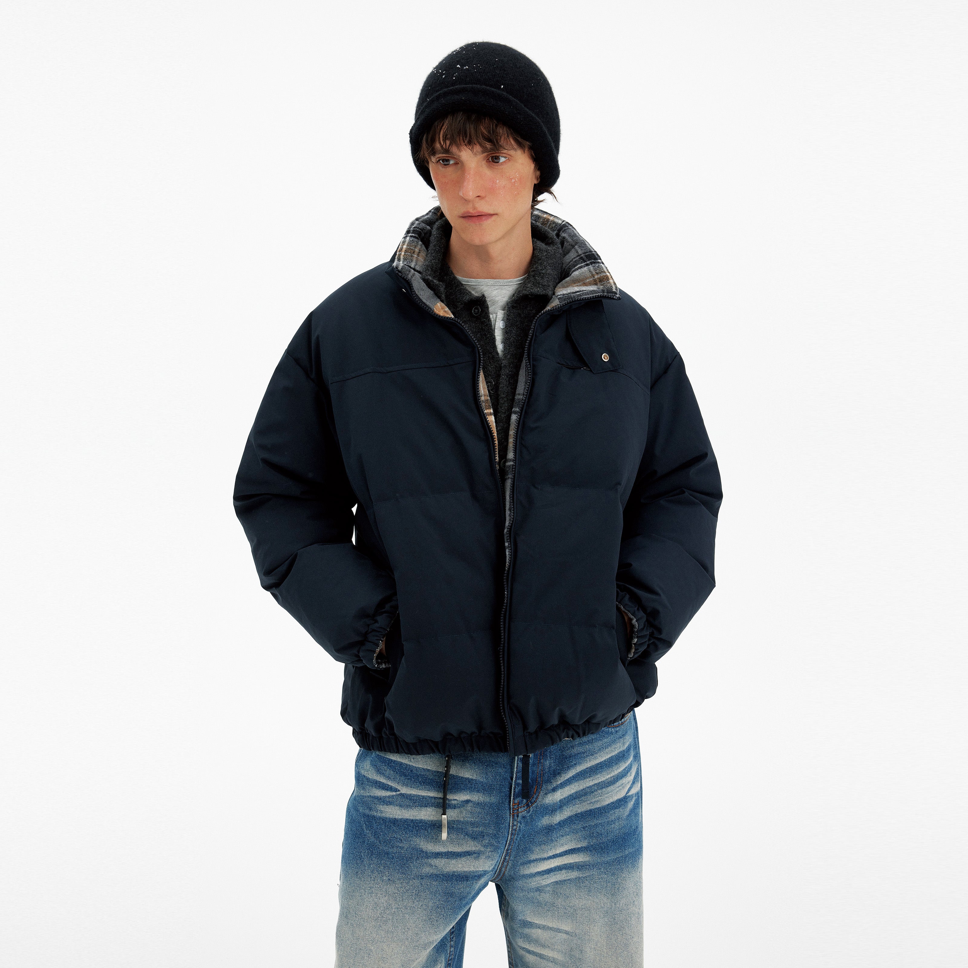 MADWITCH REVERSIBLE PLAID PUFFER JACKET #254YR10160