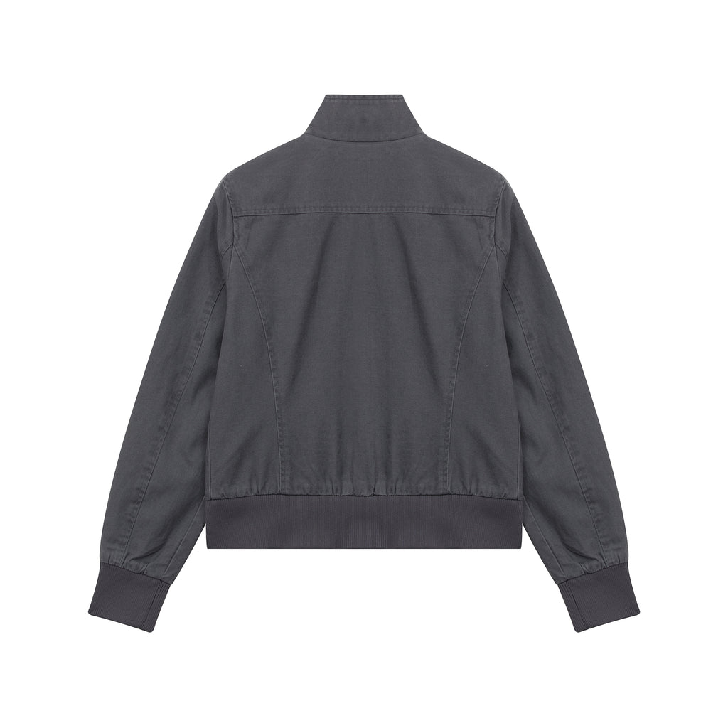 MADWITCH WASHED DISTRESSED MULTI-POCKET STAND-COLLAR CROPPED UTILITY JACKET #N606