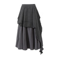 MADWITCH ASYMMETRIC LAYERED PLAID FLARE MIDI SKIRT #K102