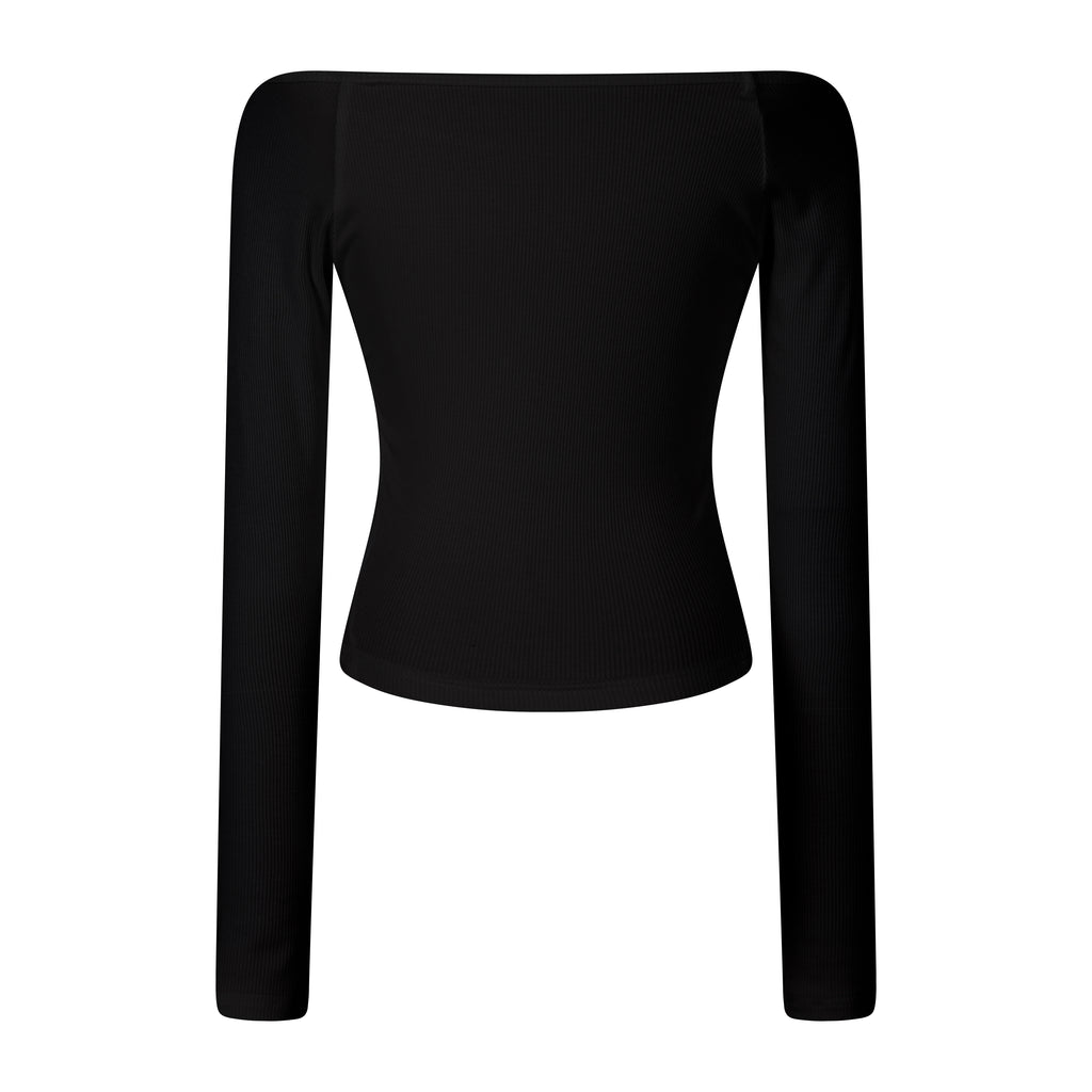 MADWITCH OFF-SHOULDER RIBBED CROPPED LONG-SLEEVE TOP #2026105