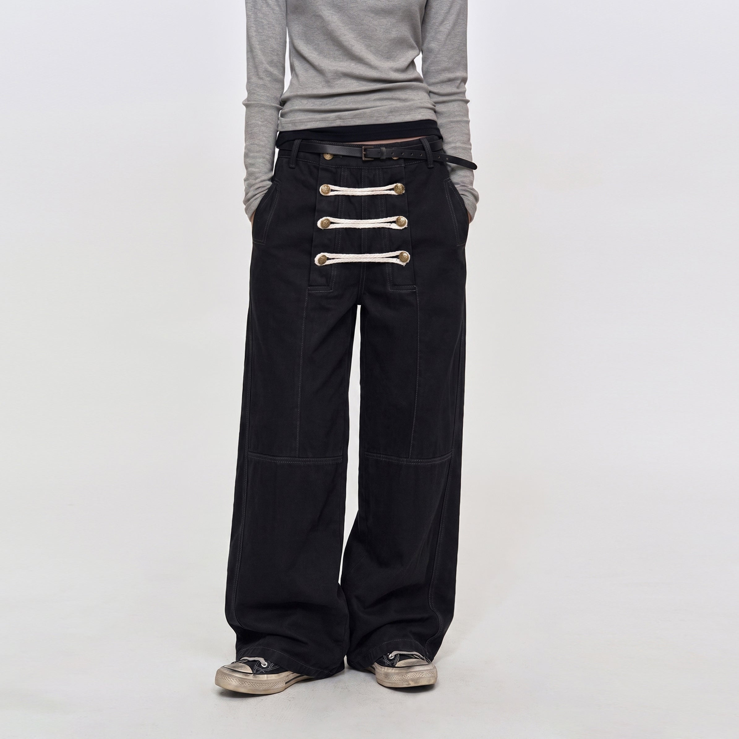 MADWITCH BRAIDED NAPOLEON WIDE-LEG PANTS #Y6790