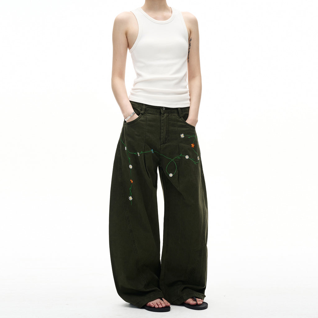 MADWITCH FLORAL PATCH CARGO PANTS #E5807