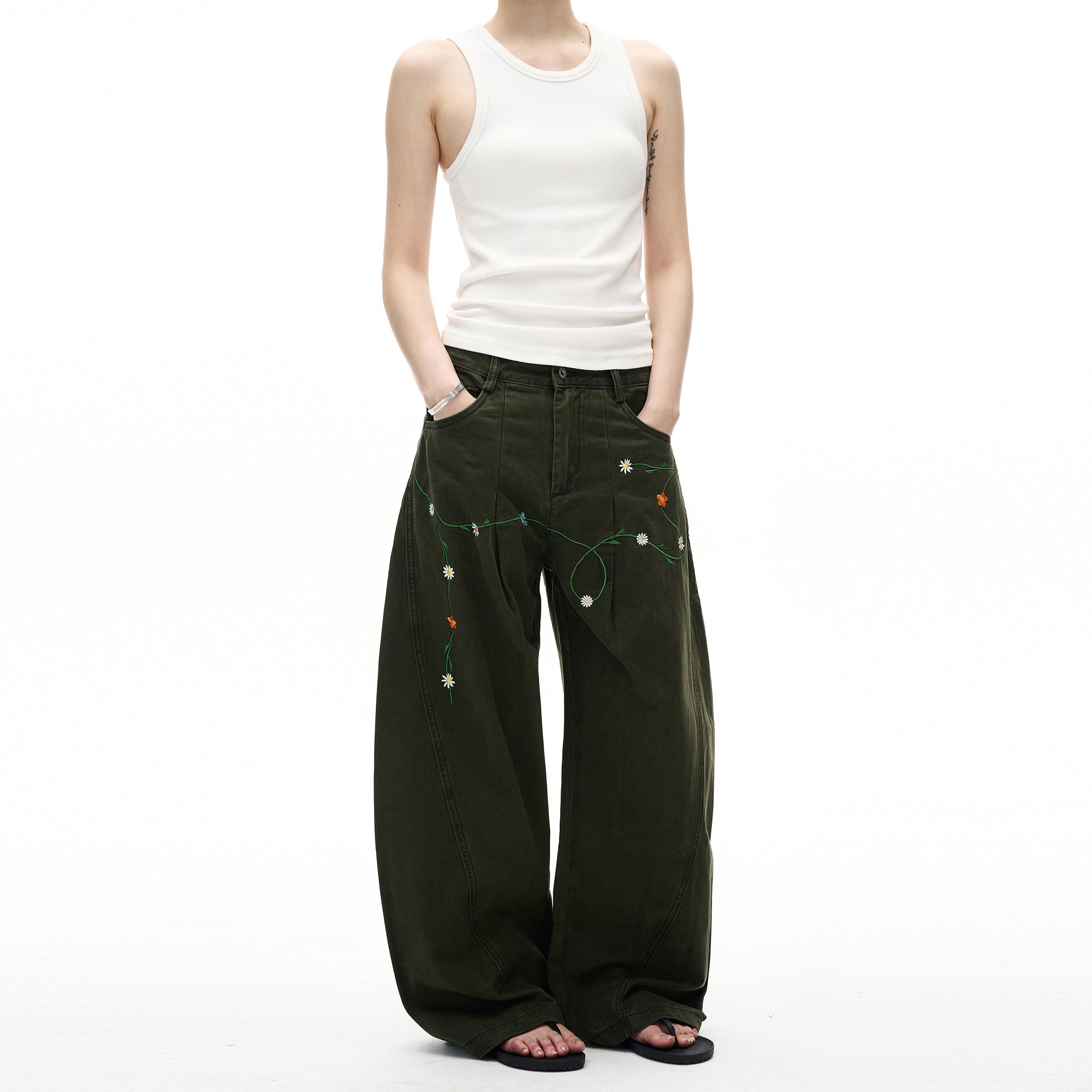MADWITCH FLORAL PATCH CARGO PANTS #E5807