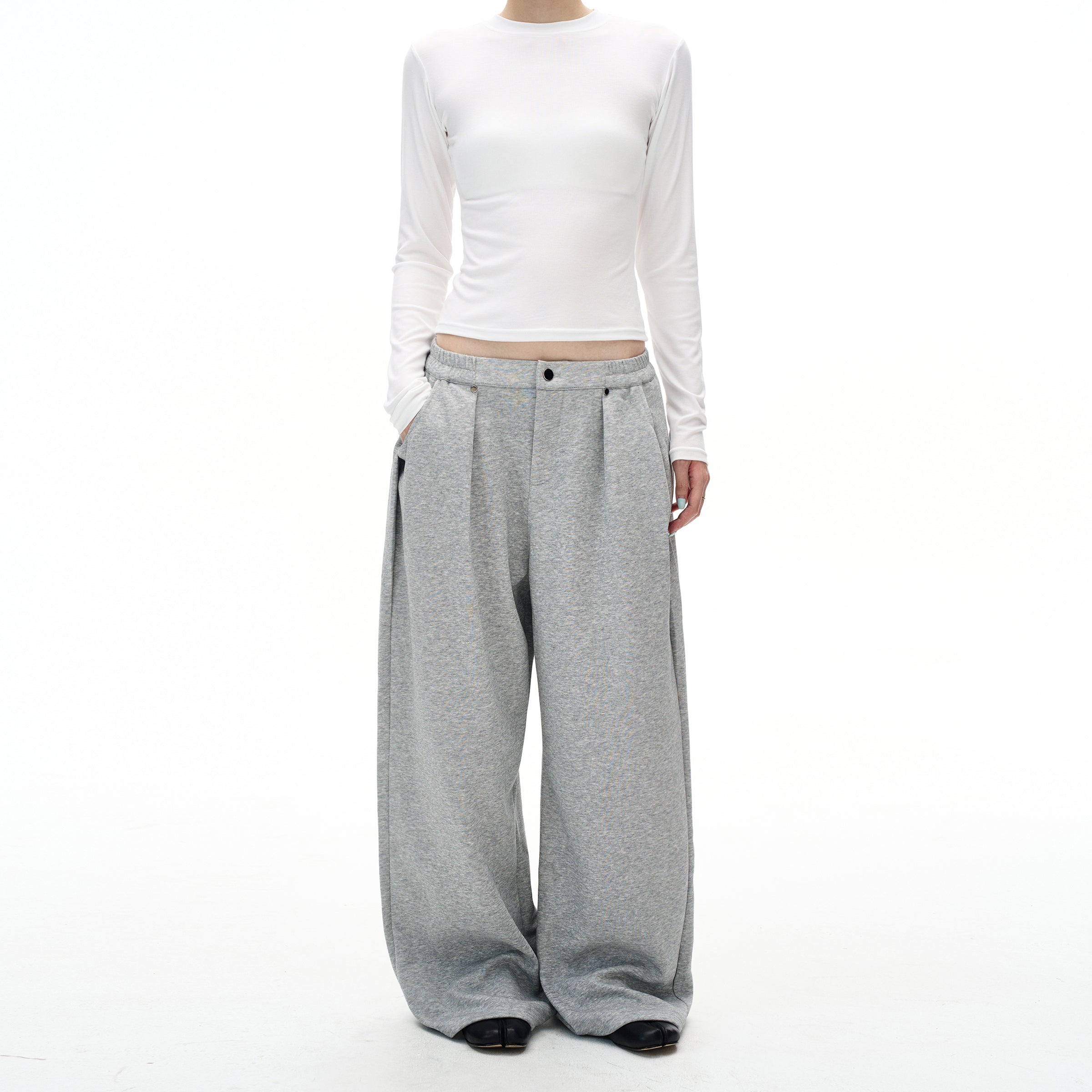 MADWITCH GREY WIDE LEG SWEATPANTS #C959