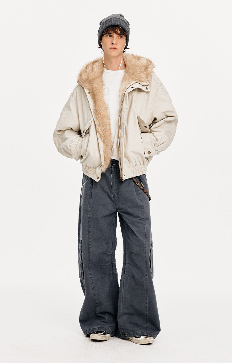 MADWITCH PATCHWORK HOODED FUR JACKET #880669