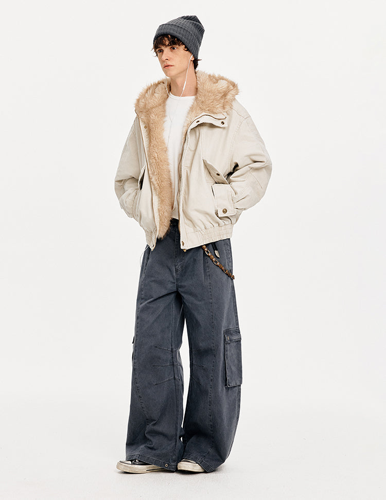 MADWITCH PATCHWORK HOODED FUR JACKET #880669