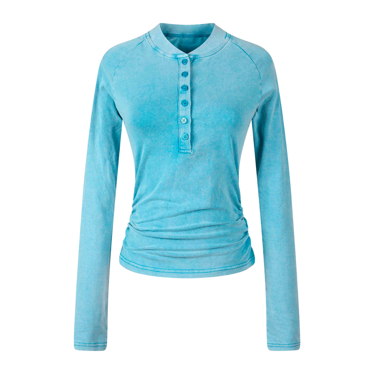 MADWITCH WASHED RAGLAN CROPPED HENLEY TOP #2026713