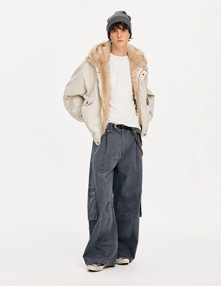 MADWITCH PATCHWORK HOODED FUR JACKET #880669