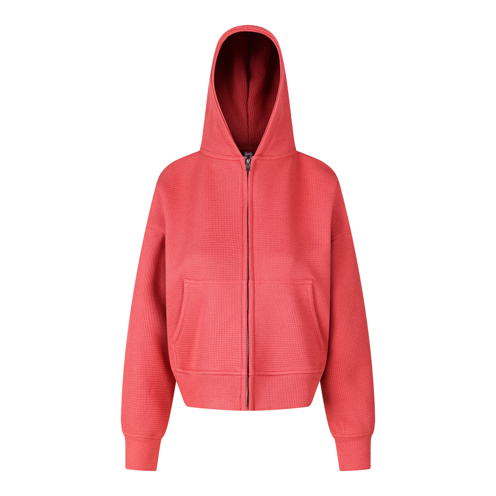 MADWITCH CROPPED WAFFLE-KNIT ZIP HOODIE #L2026736