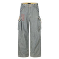 MADWITCH WASHED STRIPED MULTI-POCKET CARGO PANTS #CK9860