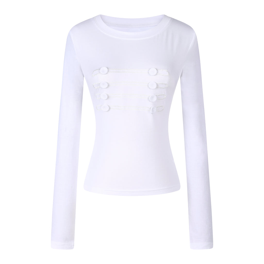 MADWITCH NAPOLEON-BUTTON CROPPED LONG-SLEEVE TOP #L2026741