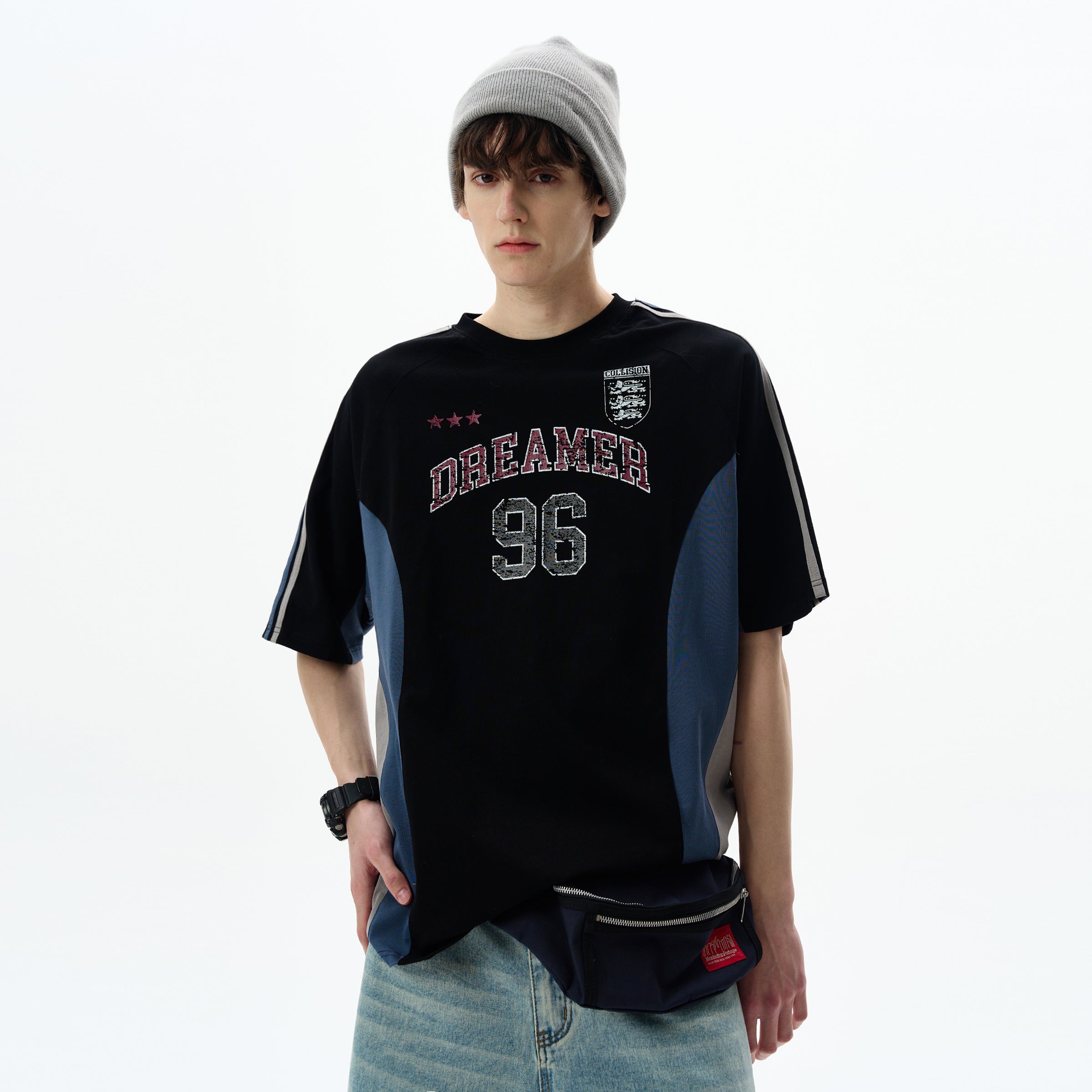 MADWITCH VINTAGE LETTER PRINT TEE #990559