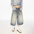 MADWITCH WASHED WIDE CROP JEANS #MC2603D