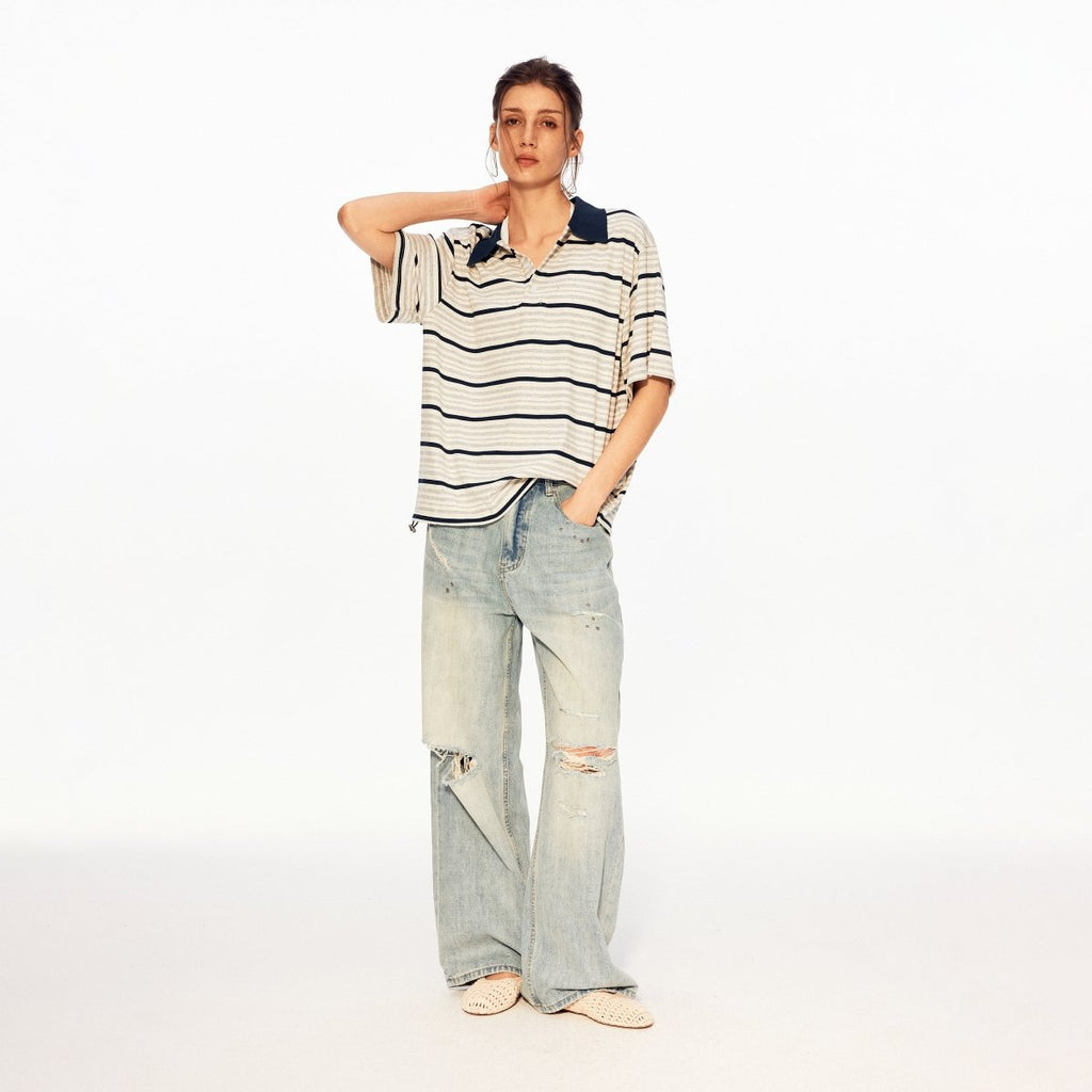MADWITCH VINTAGE STRIPE POLO TEE PL013 - MadWitch Store