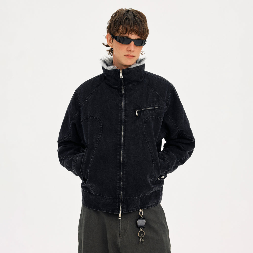 MADWITCH DECONSTRUCTED VINTAGE QUILTED FUR JACKET #AW25163