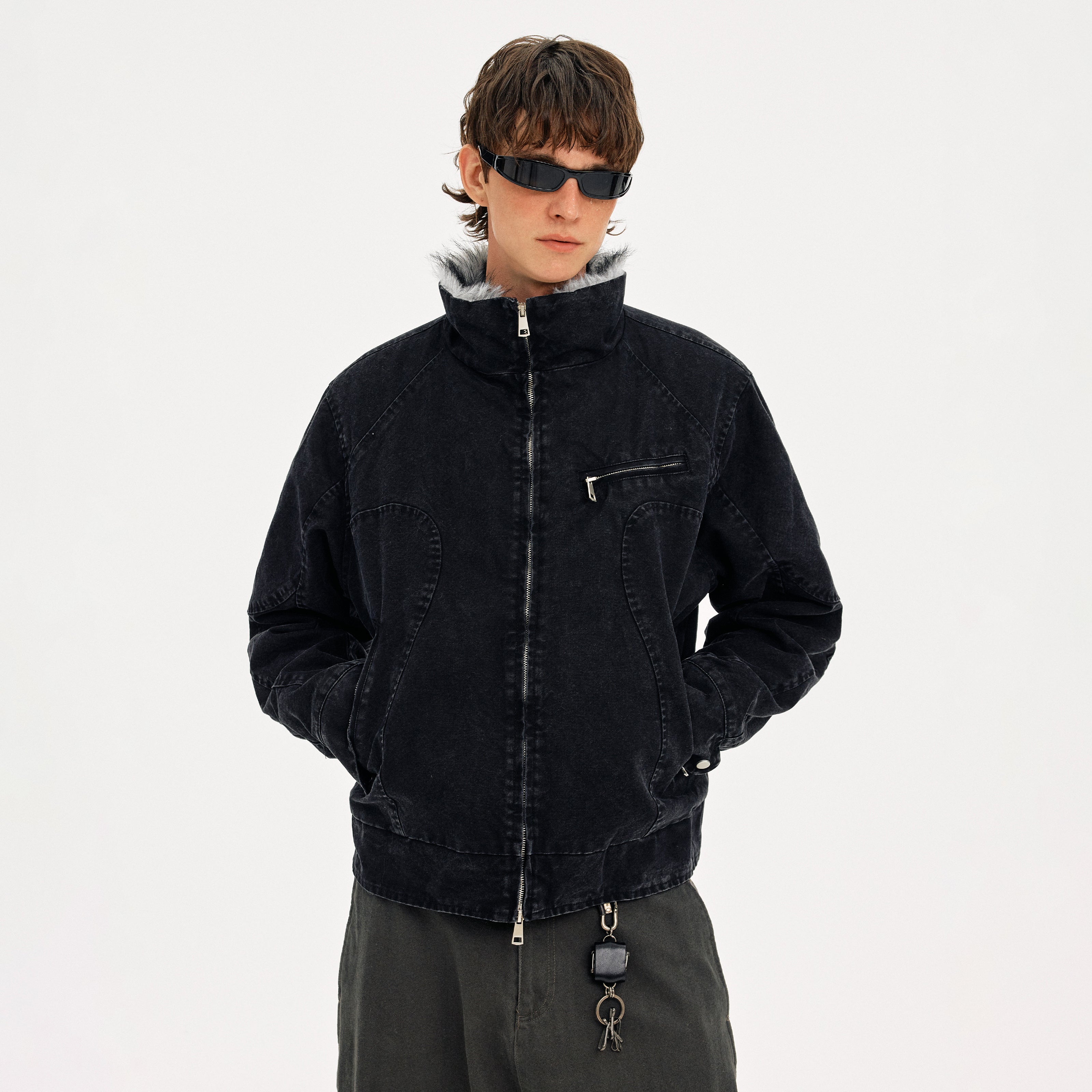 MADWITCH DECONSTRUCTED VINTAGE QUILTED FUR JACKET #AW25163