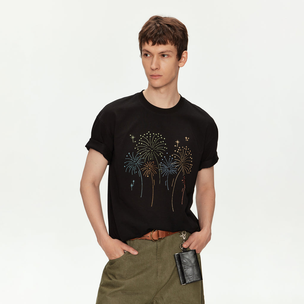 MADWITCH FIREWORK EMBROIDERED VINTAGE T SHIRT #991325