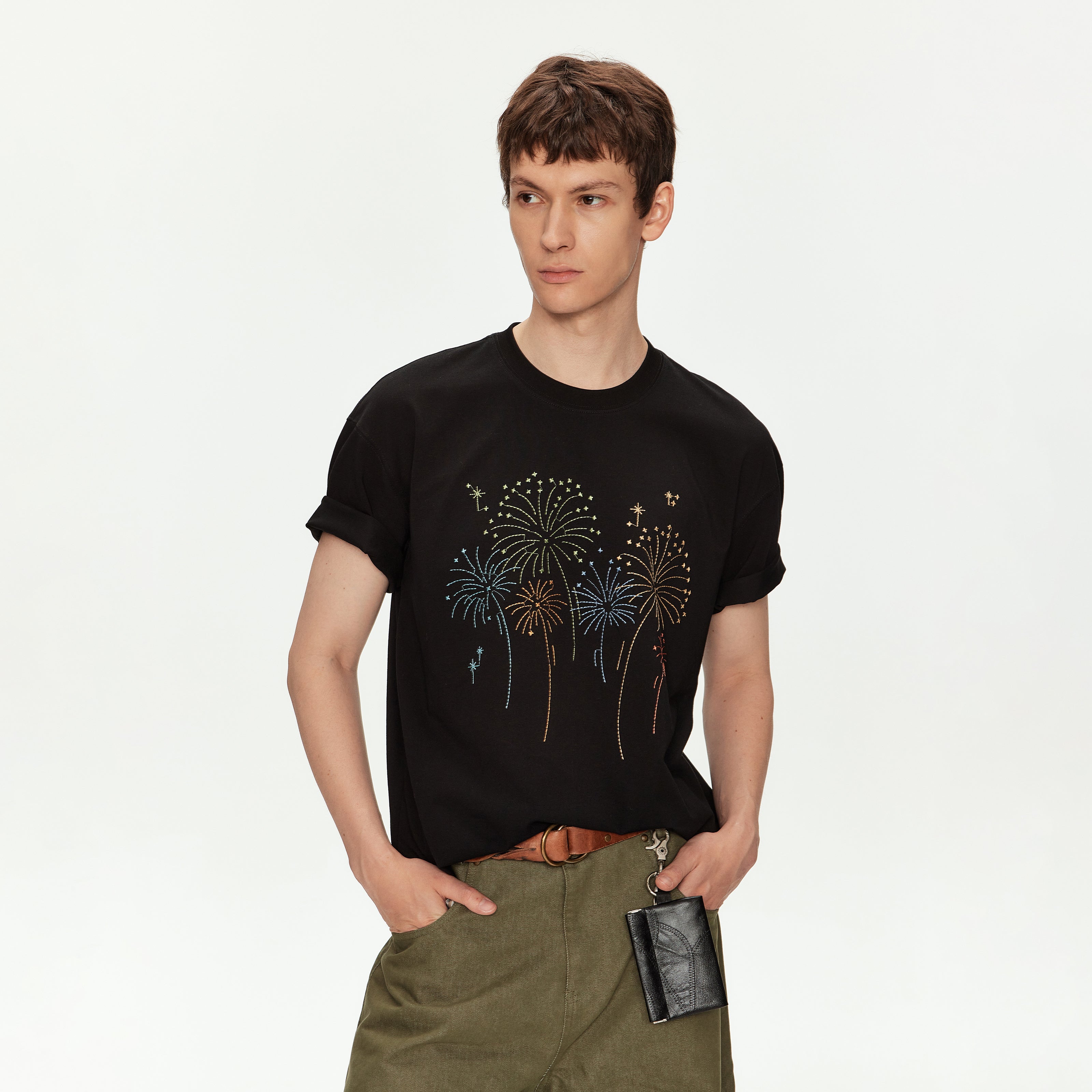 MADWITCH FIREWORK EMBROIDERED VINTAGE T SHIRT #991325