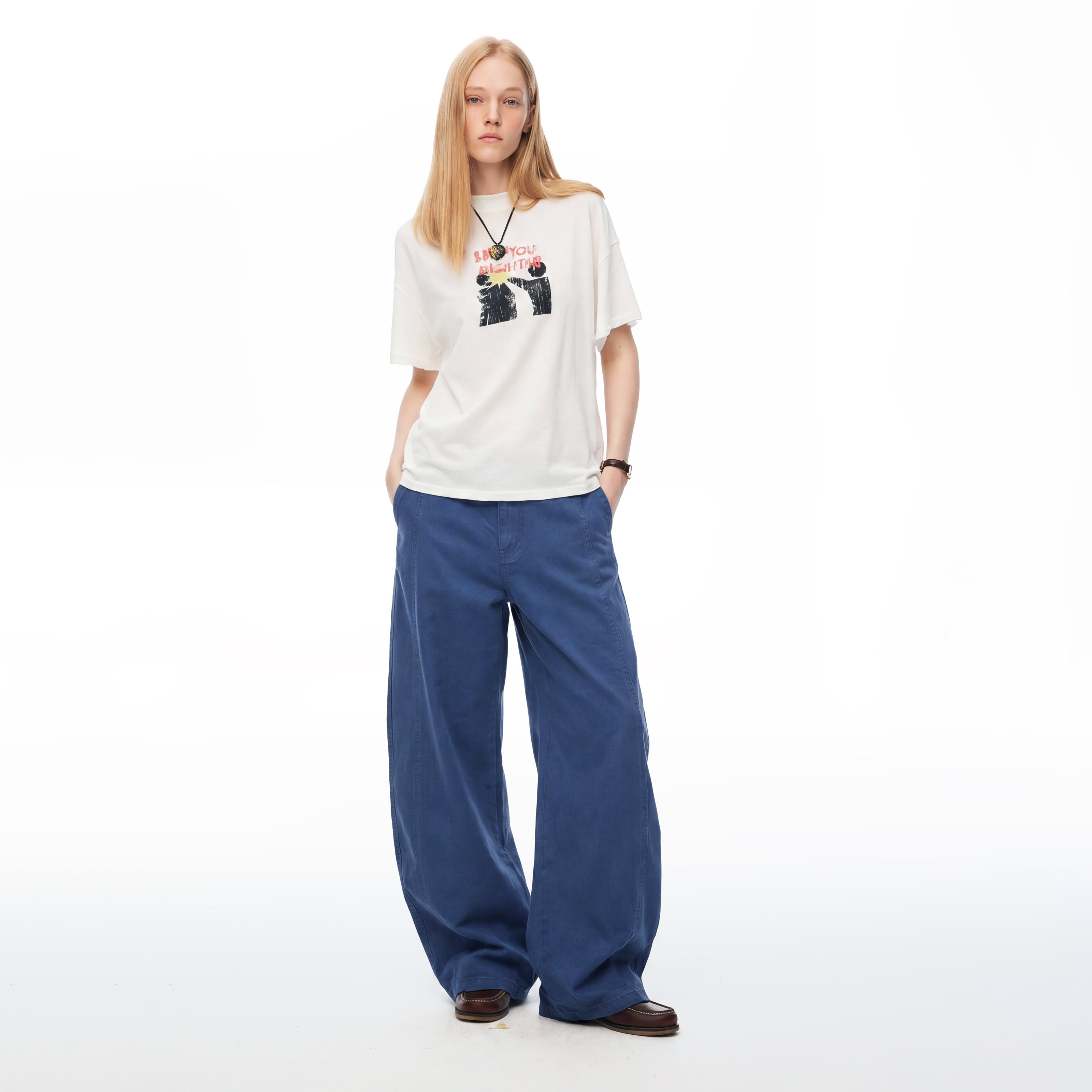 MADWITCH PLAID-PANEL SEAMED WIDE-LEG TROUSERS #2605KZ3012