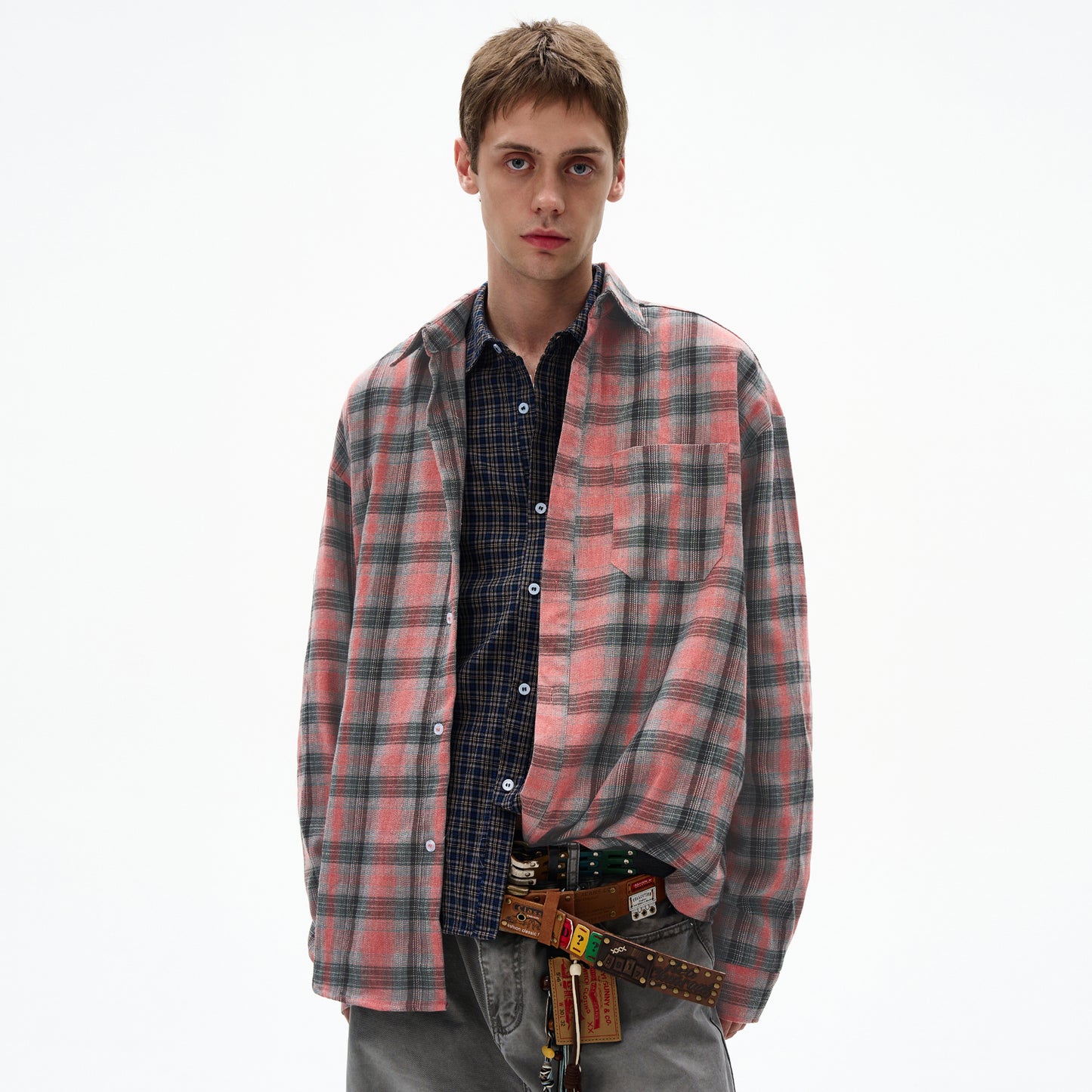 MADWITCH COLOR-BLOCK CHECKED TUNIC #CR603